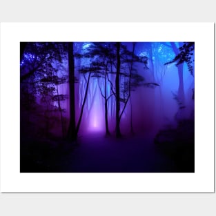 Mystical doorway in a blacklight forest Posters and Art